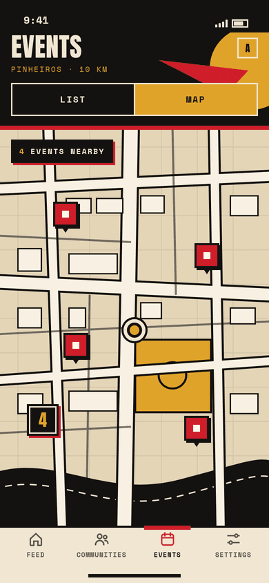 Events, map view