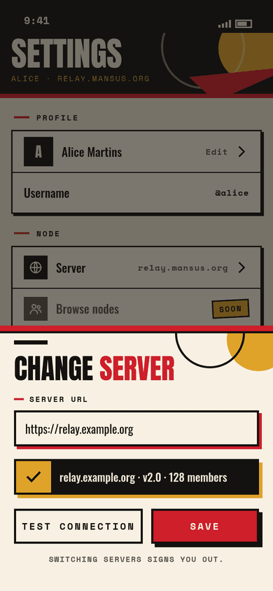 Settings: server switcher